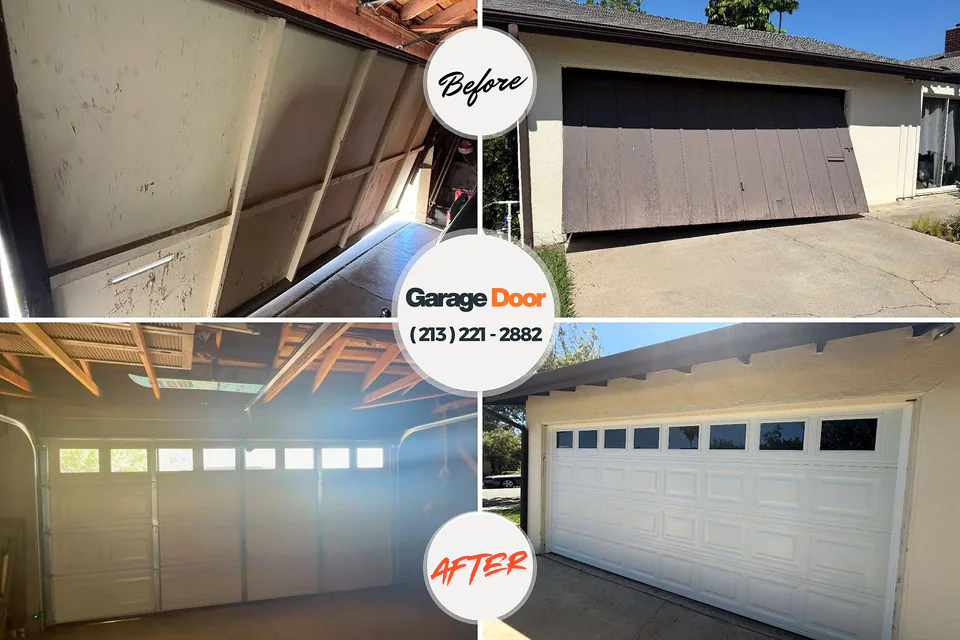 Before and after: garage door repair Garden City, GA